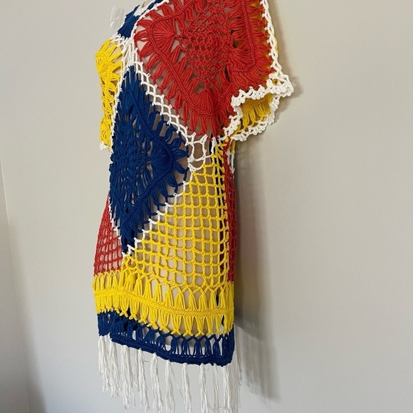 Kaktus Other - Kaktus Crochet Knit Coverup With Fringe At Hemline Women Size XL NWT